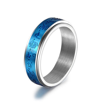 Release Stress Mantra Totem Rotatable Blue Ring