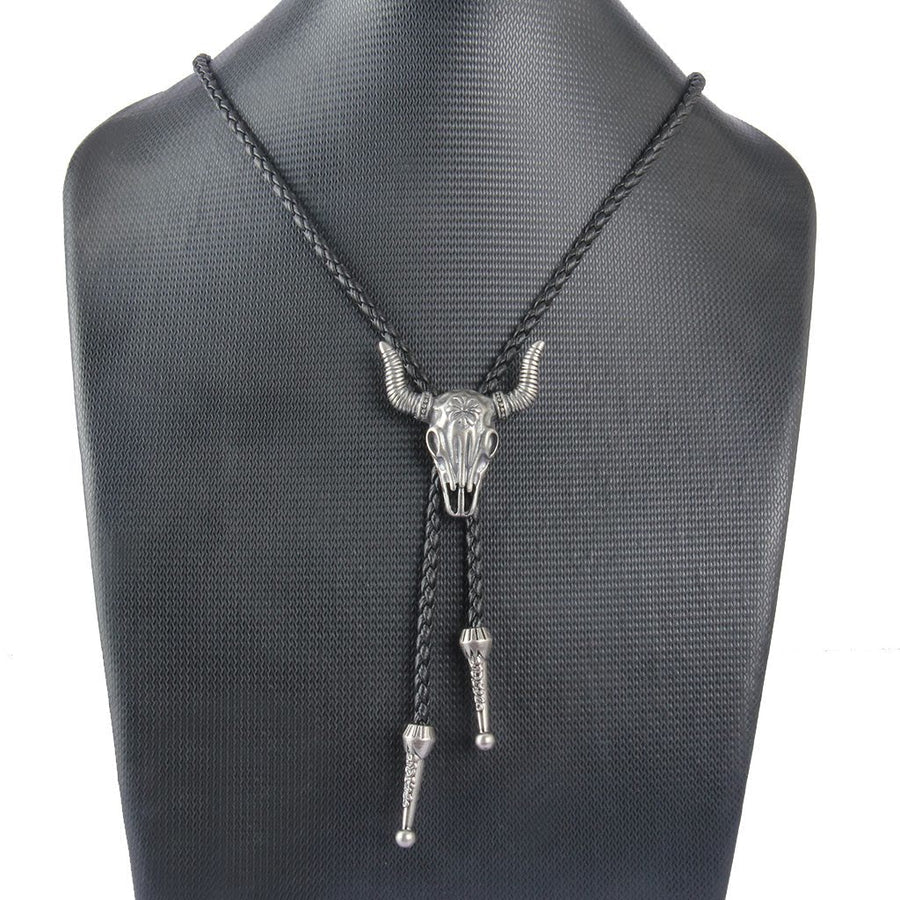 Cowboy Leather Necktie Western Necklace