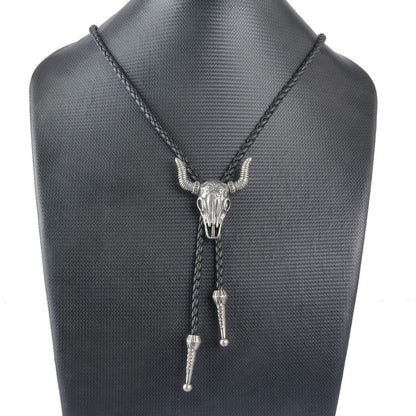 Cowboy Leather Necktie Western Necklace