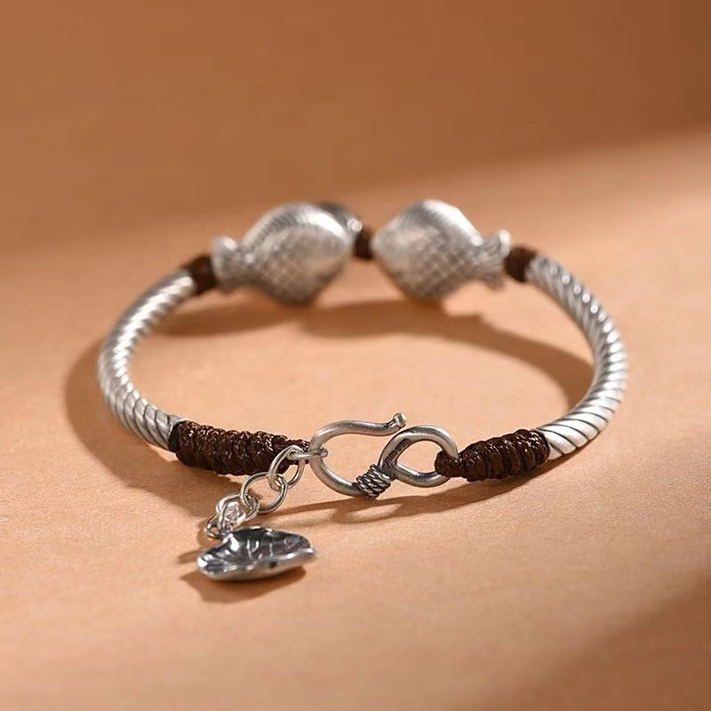 Vintage Hand-Woven Double Fish Bracelet