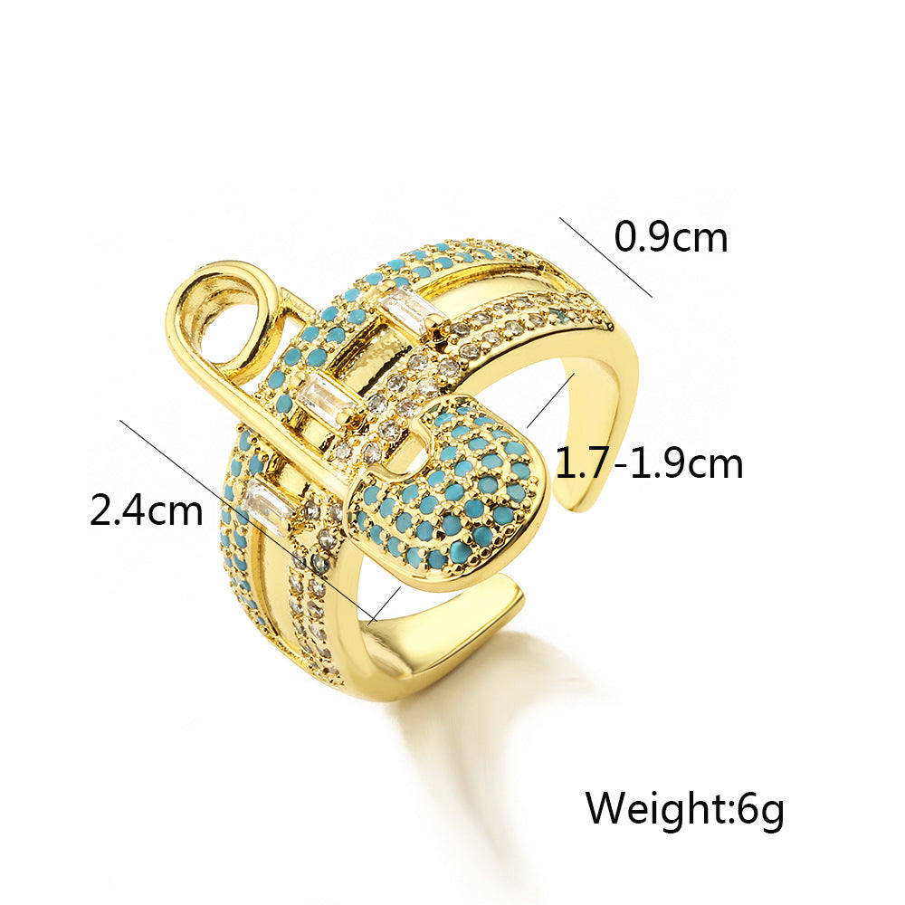 Bohemia Paper Clip Full Stones Ring