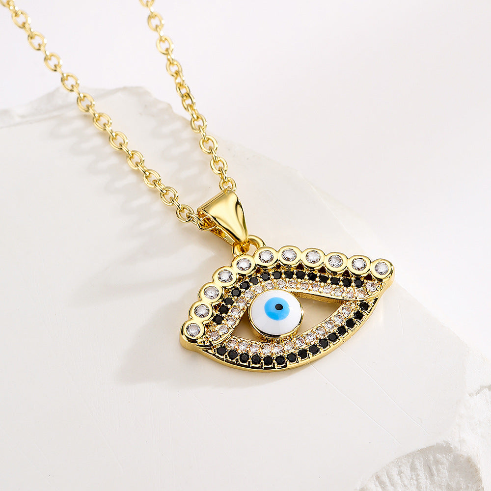 Hollow Evil Eye Full Stones Pendant Necklace