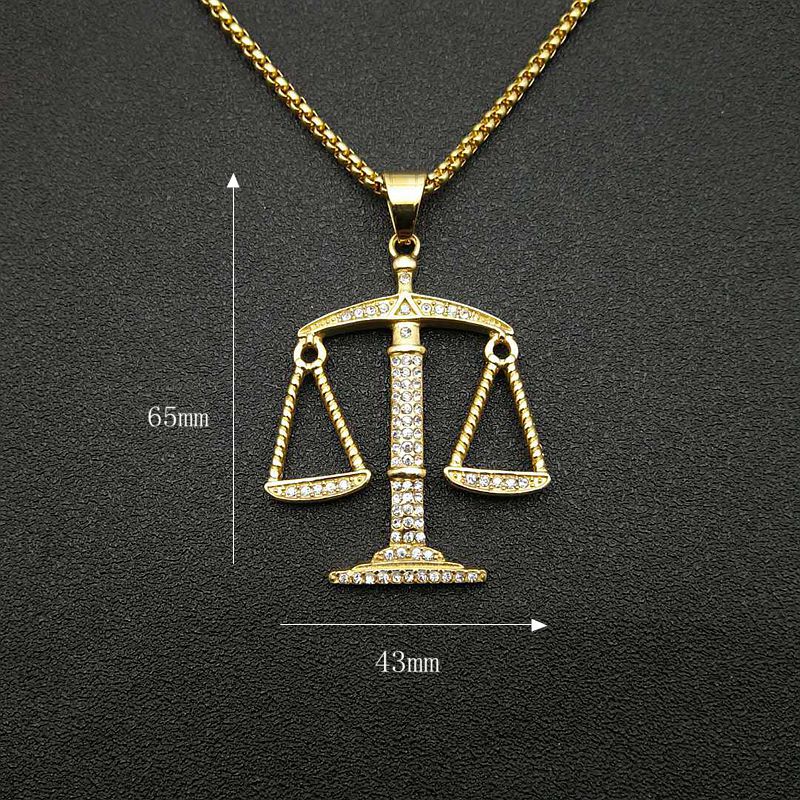 Hip Hop Jewelry Gold Plated Libra Zodiac Pendant