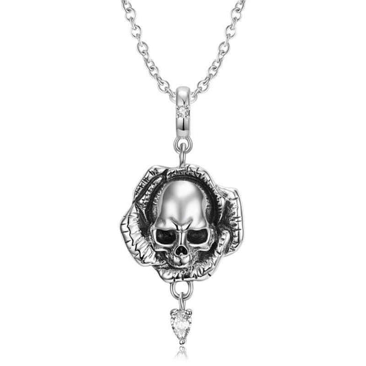 Gothic Skull Floral Petal Necklace