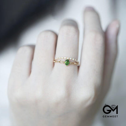 Radiant Goddess Green Zircon Multi-layer Ring