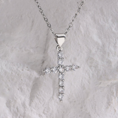 Full Stones Cross Shape Chain Necklace