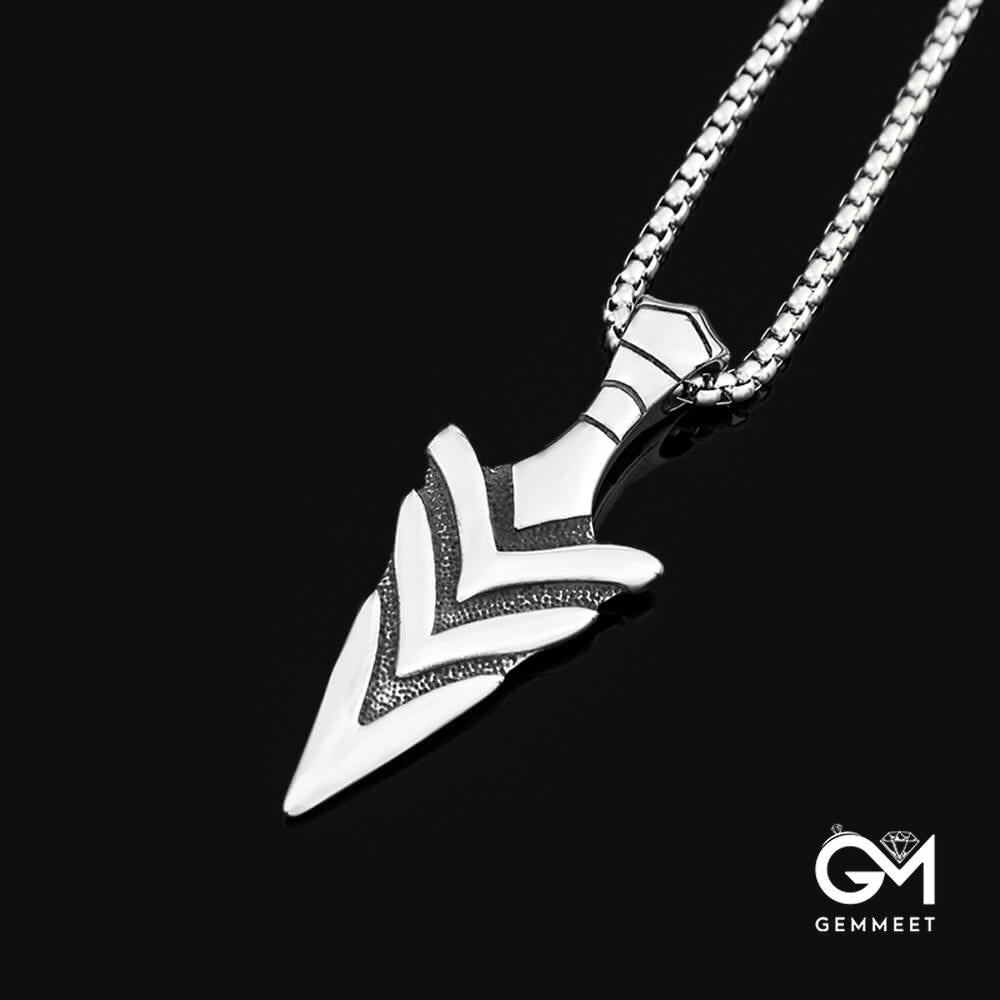 Titanium Steel Triangle Spear Viking Arrow Necklace