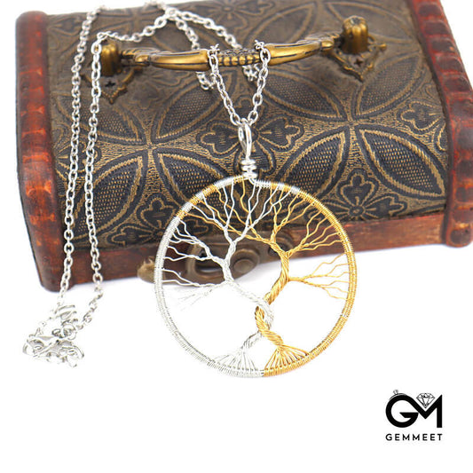 Copper Wire Double Color Tree of Life Necklace