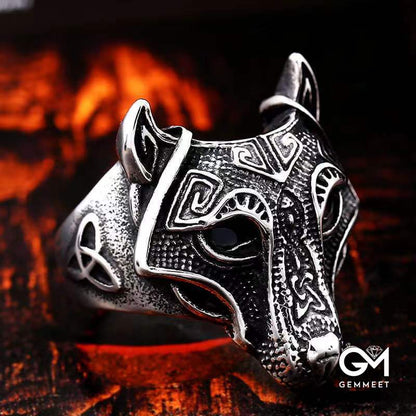 Viking Vintage Wolf Head Ring