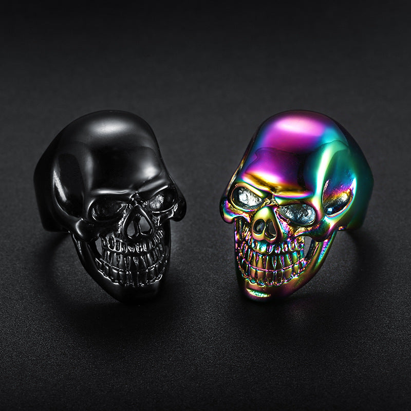 Stainless Steel Colored Large Skull Ring