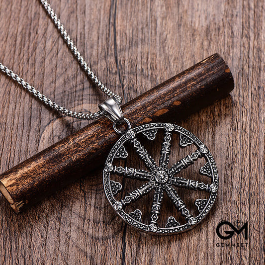 Stainless Steel Vintage Rudder Pendant Necklace