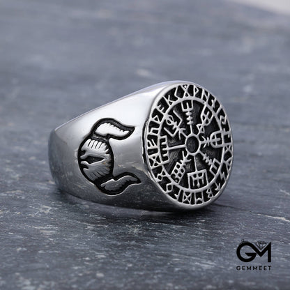 Viking Myth Horn Titanium Steel Men's Ring