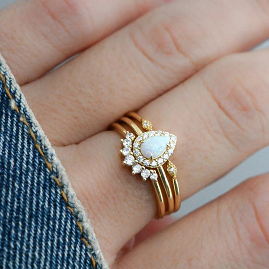 Opal Stacking Golden Ring Set