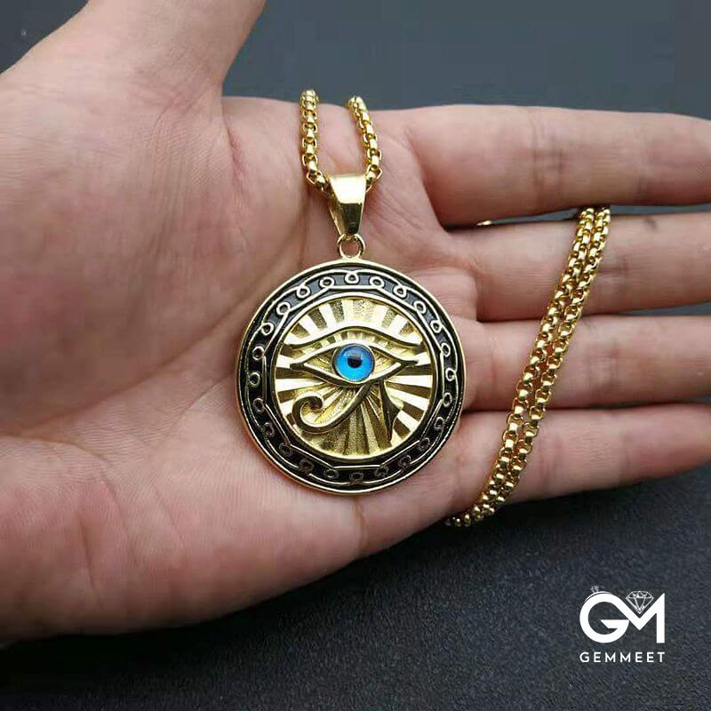 The Eye of Horus Gold Plated Blue Eye Necklace