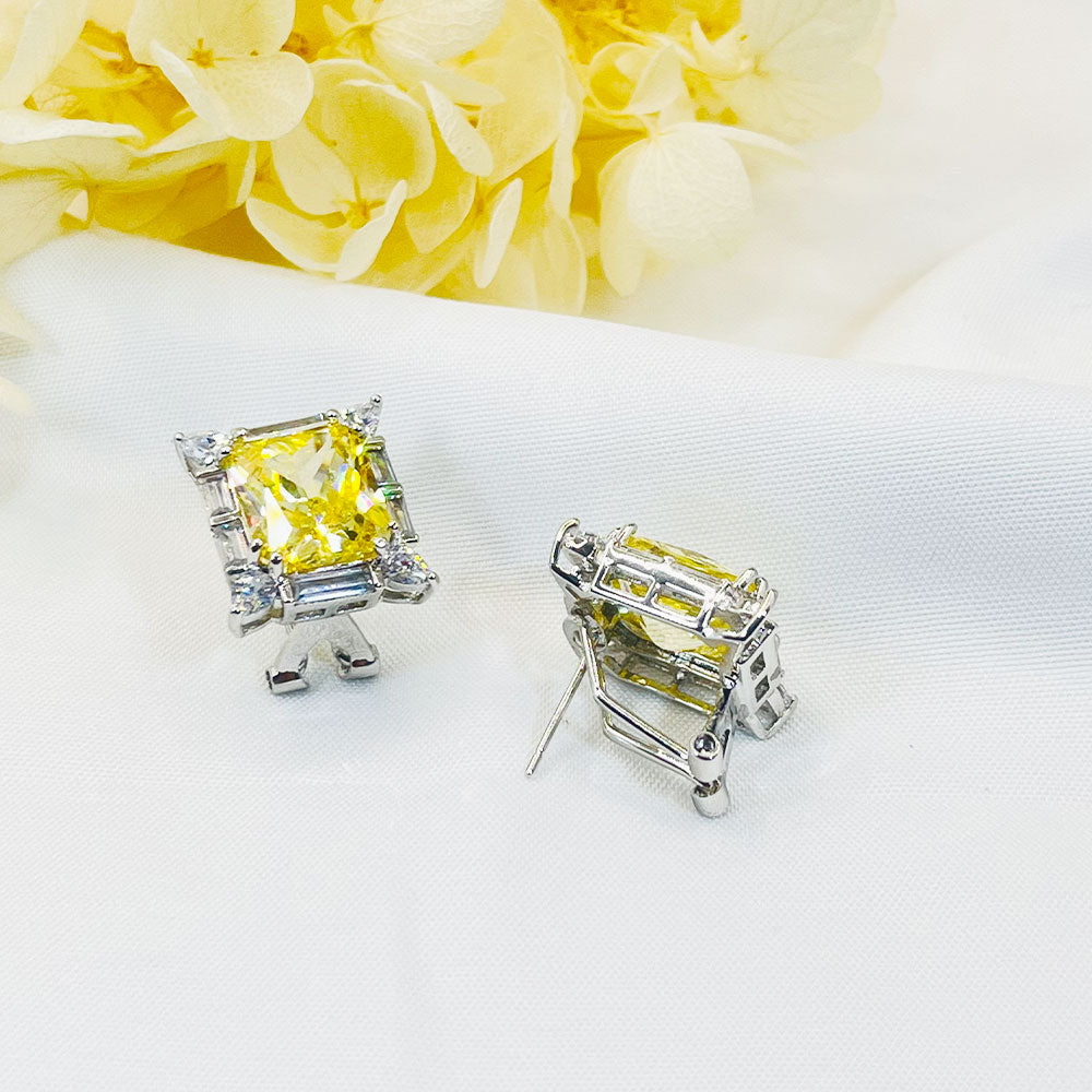 Square Candy Yellow Zircon Earring