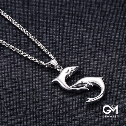 Stainless Steel Smooth Dolphin Necklace