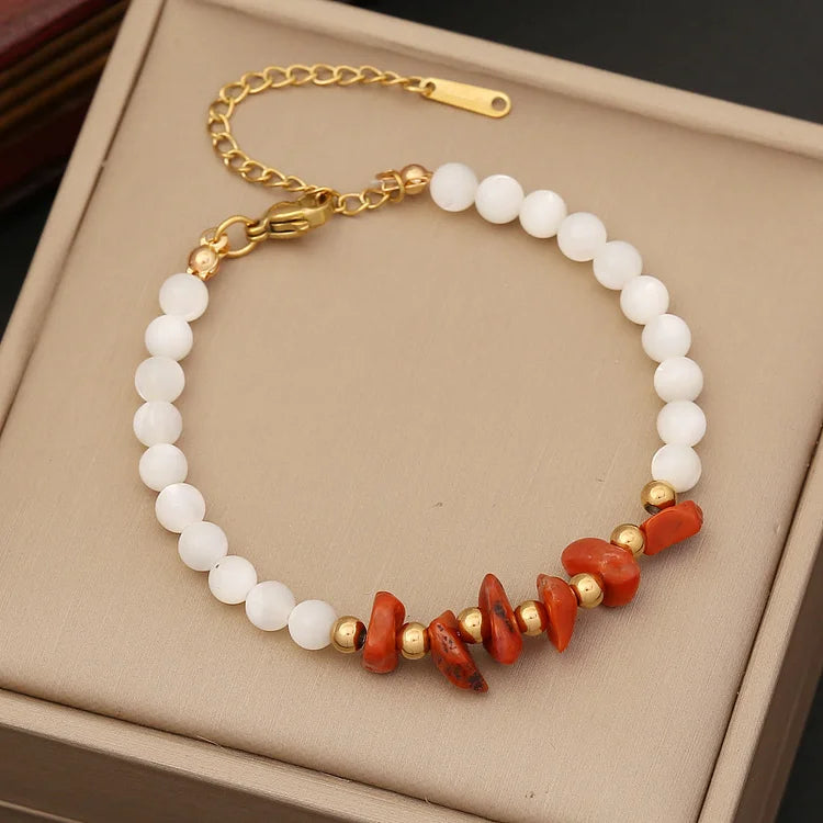 Natural Irregular Stone & Shell Jewelry Bracelet