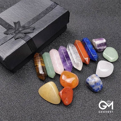 Chakra Rainbow Hexagonal Cone Crystal Set