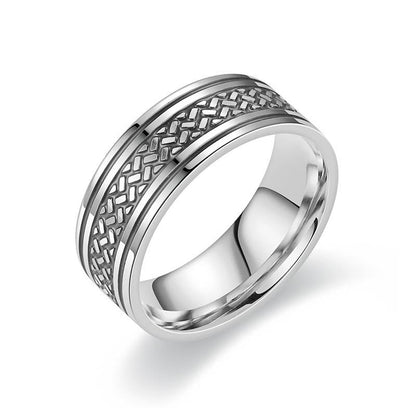 Silver Engraved Titanium Ring