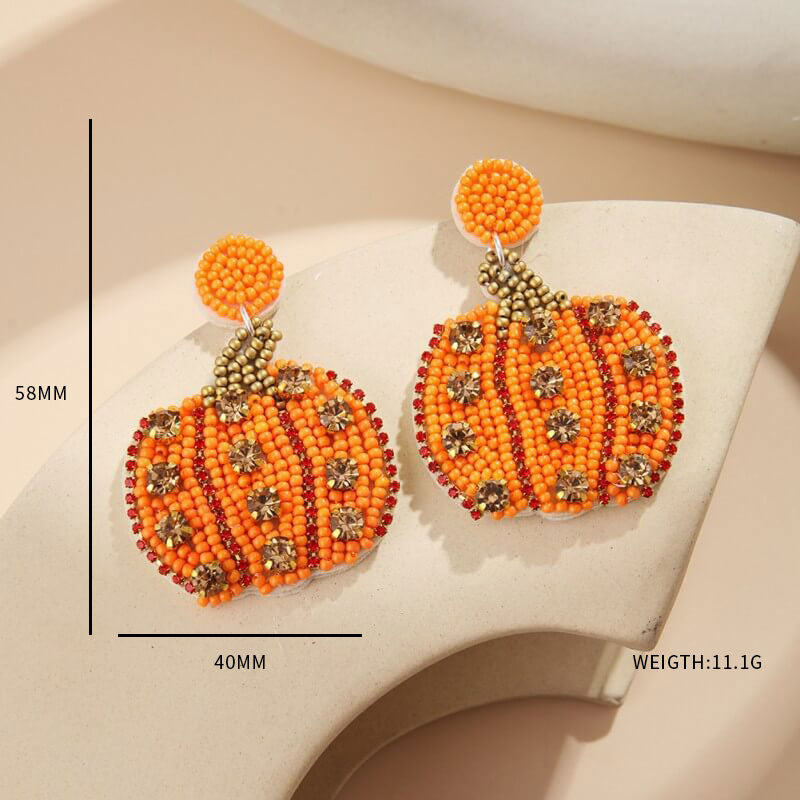 Halloween Fabric Beads Ethnic Style Handmade Pumpkin Ghost Earrings