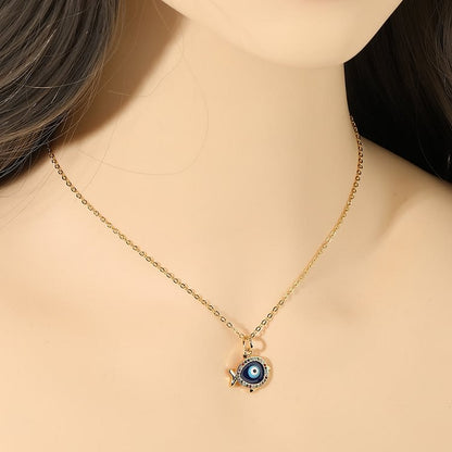 Epoxy Evil Eye Hamsa Heart Shape Necklace