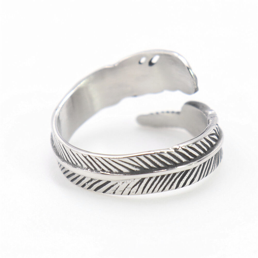 Vintage Feather Simple Stainless Steel Ring