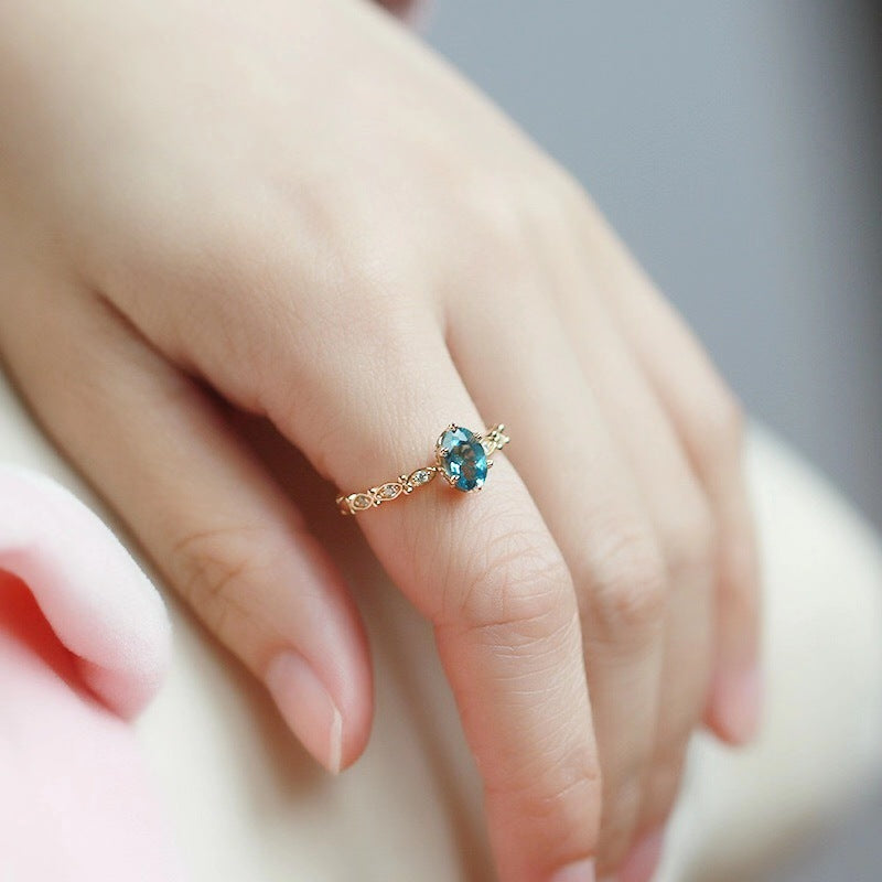 London Blue Topaz Horse Eye Gold Plated Ring