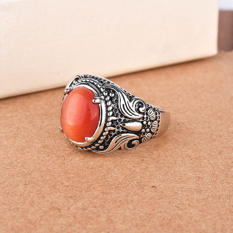 Retro Cat-Eye Shape Color Moonstone Ring