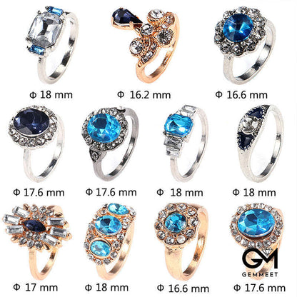 Luxury Sapphire Gold and Silver 11-Piece Ring Set