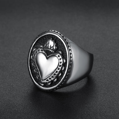 Heart-shaped Vintage Titanium Steel Ring for Women