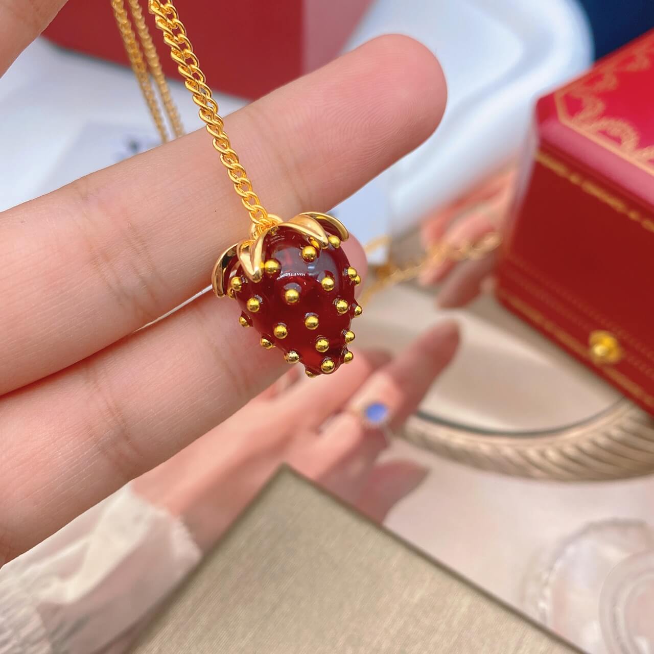 Beautiful Three-dimensional Red Strawberry Necklace