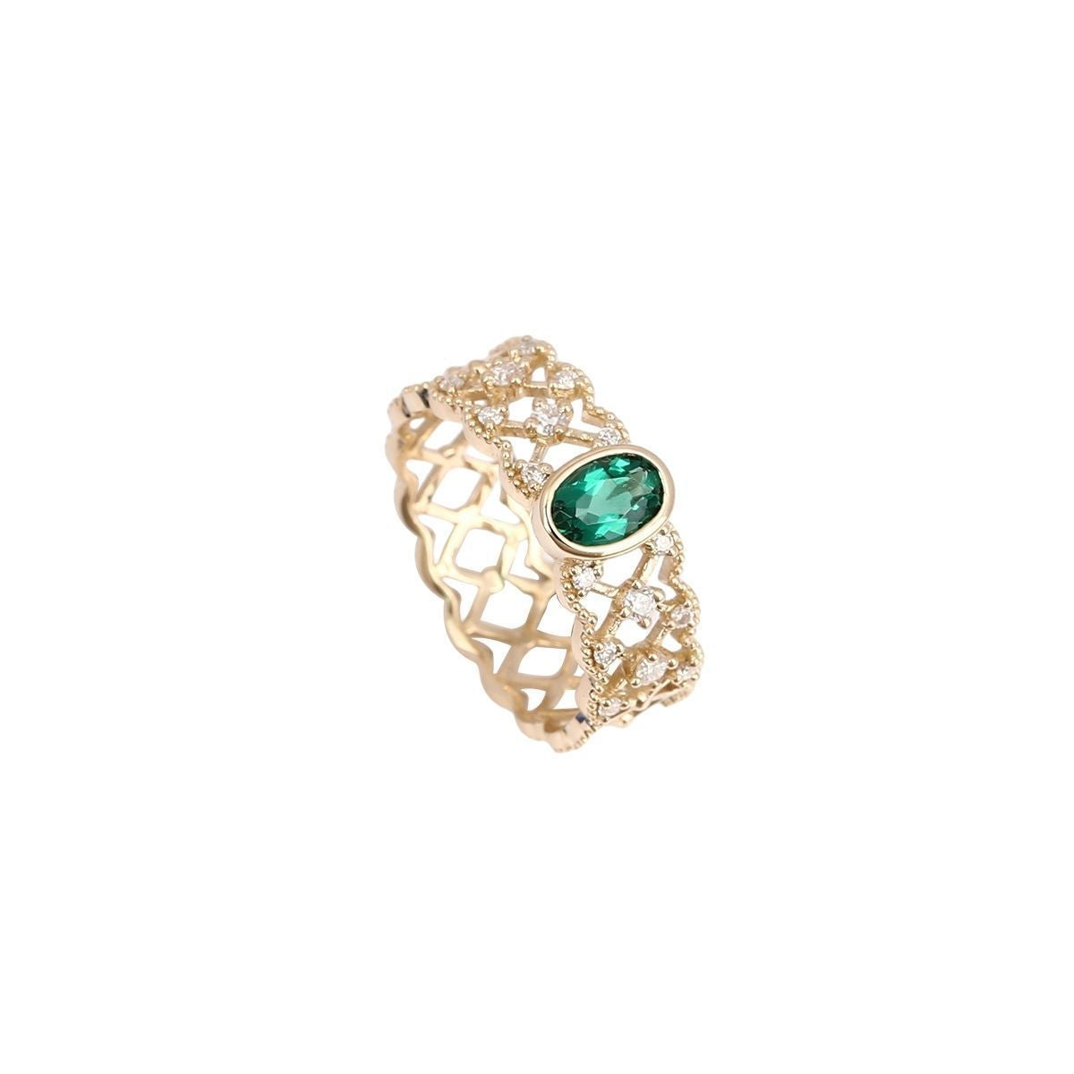 Vintage Faux Emerald Lace Court Ring