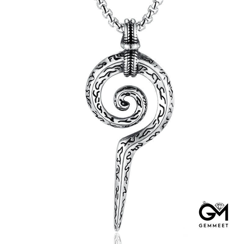 Stainless Steel Vintage Coiled Snake Scepter Necklace