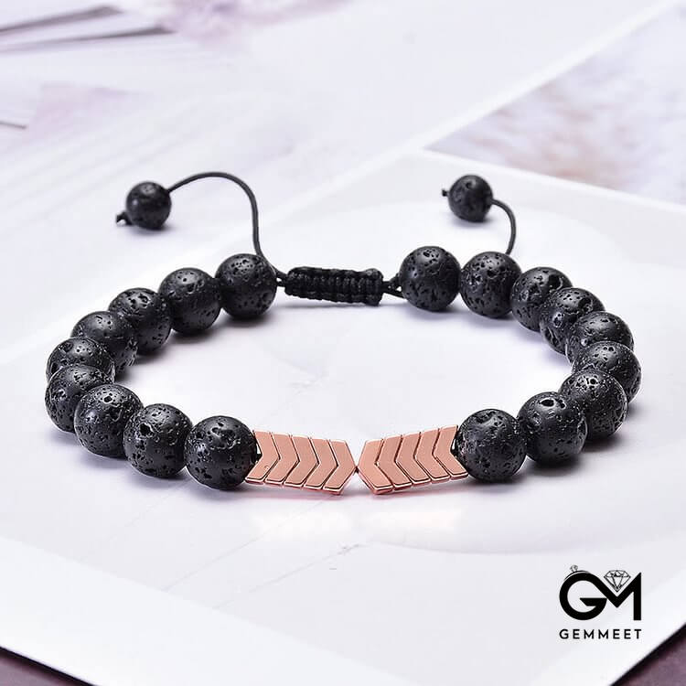 Lava Stone Colorful Magnetite Mens Bracelet