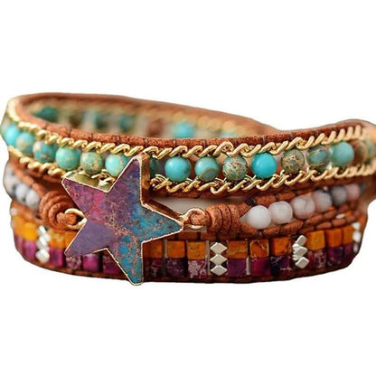 Emperor Stone Hand-knitted Multilayer Colourful Star Wrap Bracelet