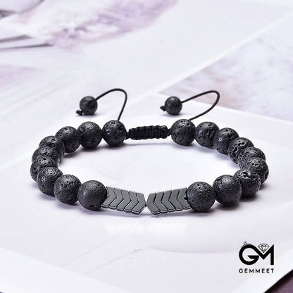 Lava Stone Colorful Magnetite Mens Bracelet