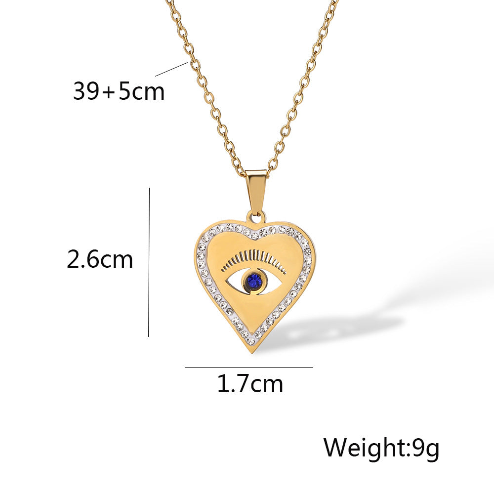 Evil Eye Heart Shape Hollow Halo Pendant Necklace