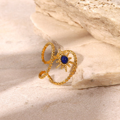 Eight-pointed Star-colored Stone Ring