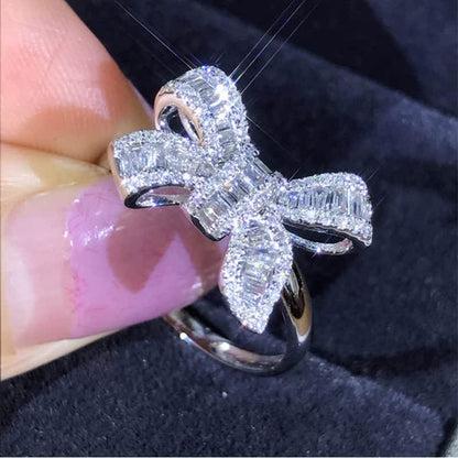 Fairy Bowknot Trapezoid Zircon Ring