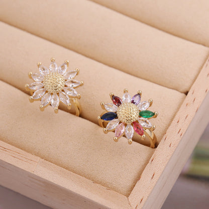 Colored Zircon Sun Flower Ring