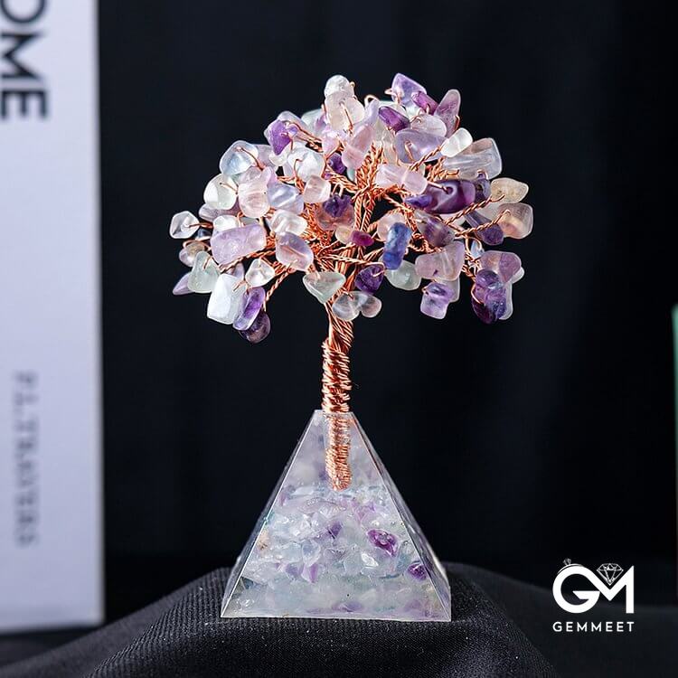 Crystal Gravel Pyramid Base Feng Shui Tree