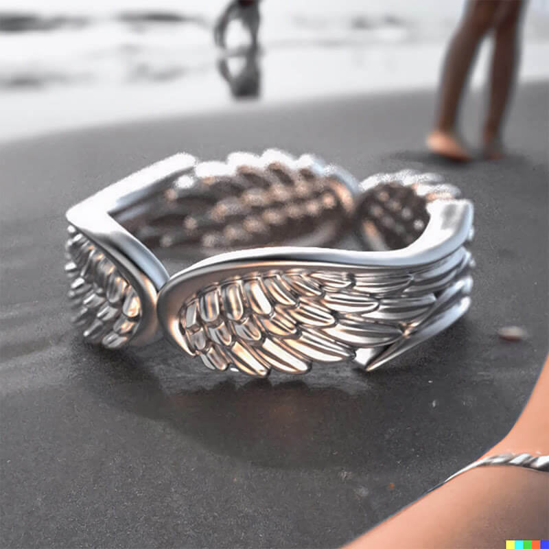 Simple Personality Angel Wing Feather Ring