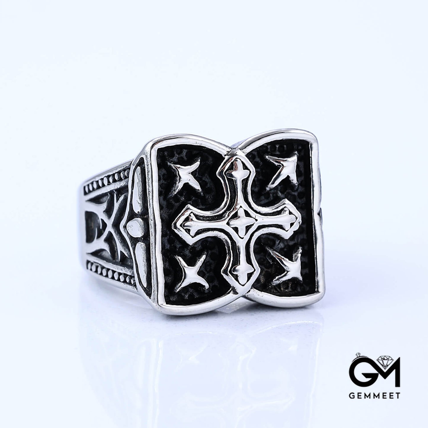 Stainless Steel Vintage Cross Star Ring