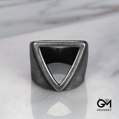 Simple Titanium Steel Hollow Triangle Ring