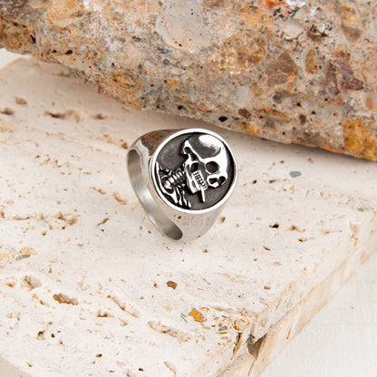 Halloween Retro Punk Pipe Skull Ring