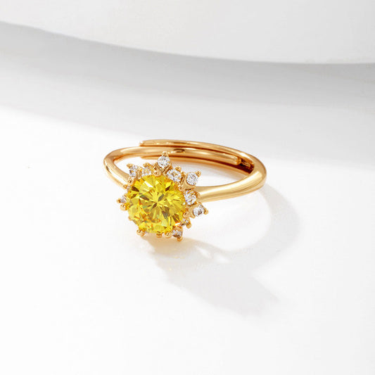 Sunflower Inlaid Zircon Ring for Women