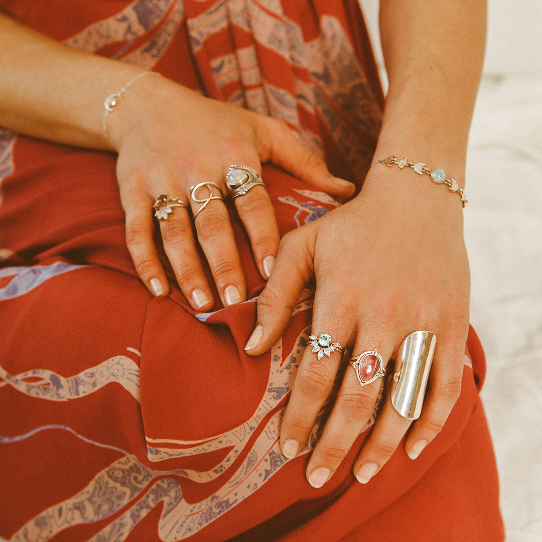 Preorder: Drip Shape Teardrop Rhodochrosite Ring