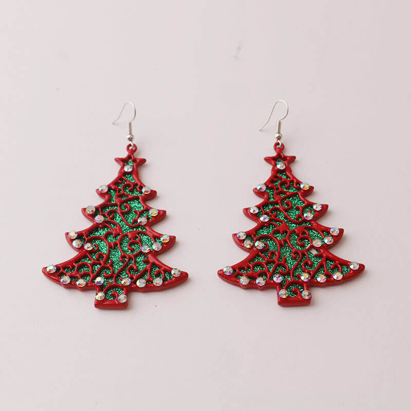 Christmas Inlaid Zircon Christmas Tree Fashion Simple All-match Earrings for Women