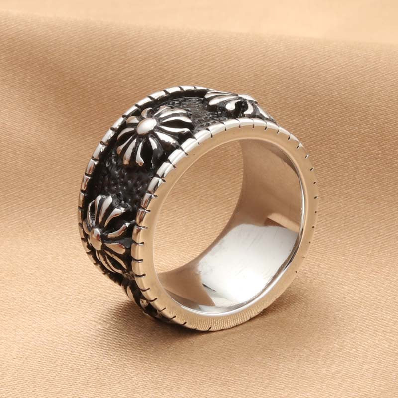 Retro Trendy Men's Chrysanthemum Pattern Ring