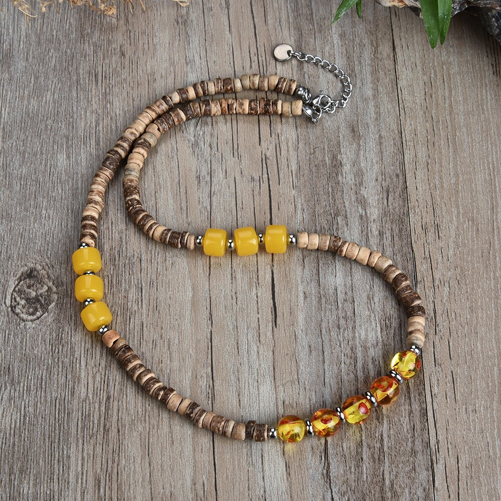 Imitation Beeswax Pearl Coconut Shell Necklace